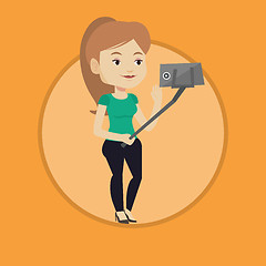 Image showing Woman making selfie vector illustration.