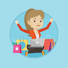 Image showing Woman shopping online vector illustration.