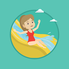 Image showing Woman riding down waterslide vector illustration.