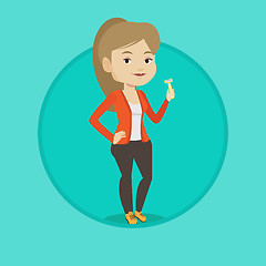 Image showing Woman holding razor in hand vector illustration.