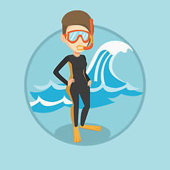 Image showing Young scuba diver vector illustration.