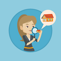 Image showing Woman looking for house vector illustration.