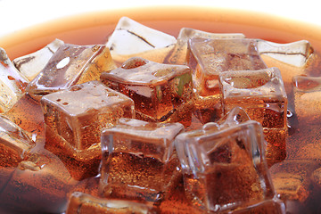 Image showing cola drink with ice cubes texture