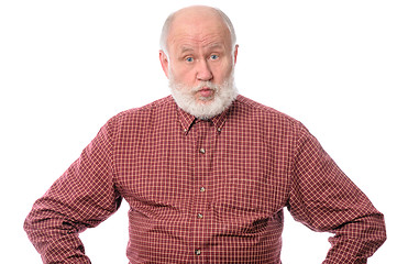 Image showing Surprised senior man isolated on white