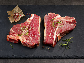 Image showing fresh raw T bone steaks