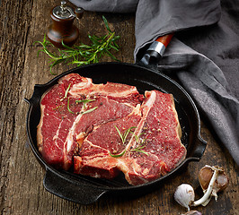 Image showing fresh raw T bone steaks