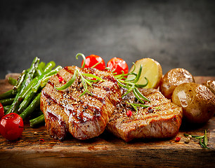 Image showing Grilled beef steaks