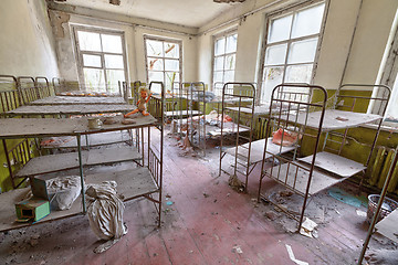 Image showing Ruined room in kindergarten in Chernobyl.