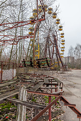 Image showing Attraction in amusement park in overgrown ghost city Pripyat.