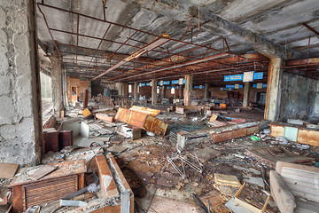 Image showing Ruined supermarket in overgrown ghost city Pripyat.