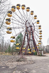 Image showing Attraction in amusement park in overgrown ghost city Pripyat.