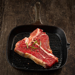 Image showing fresh raw T bone steak