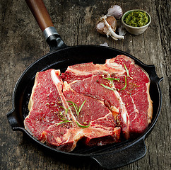 Image showing fresh raw T bone steaks