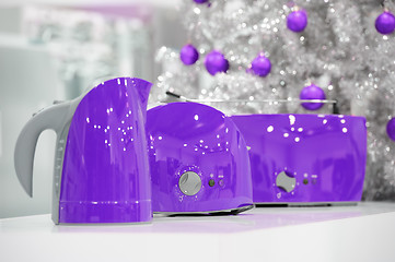 Image showing Ultraviolet home appliances store at Christmas