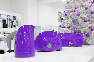 Image showing Ultraviolet home appliances store at Christmas