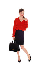 Image showing Business woman with black purse.