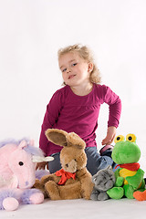 Image showing Girls with stuffed animals