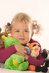 Image showing Girls with stuffed animals