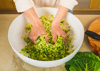 Image showing Cabbage kimchi and sauerkraut 