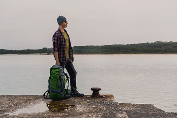 Image showing Man Traveling Backpack