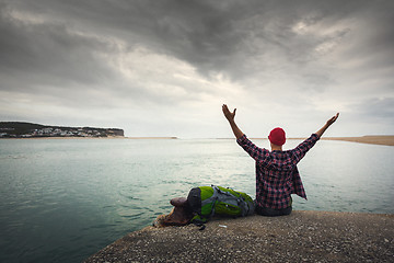 Image showing Man Traveling Backpack