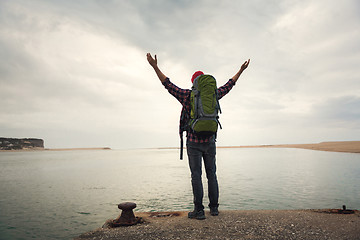 Image showing Man Traveling Backpack