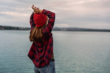 Image showing Girl on the lake