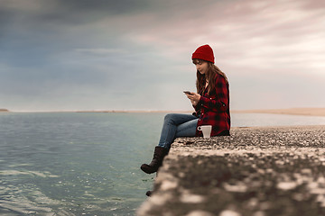 Image showing Girl on the lake