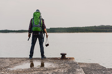 Image showing Man Traveling Backpack