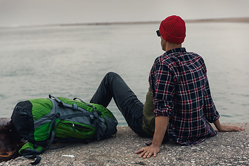 Image showing Man Traveling Backpack