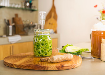 Image showing Jars of kimchi