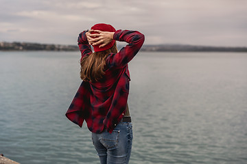 Image showing Girl on the lake