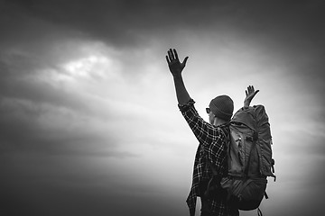 Image showing Man Traveling Backpack