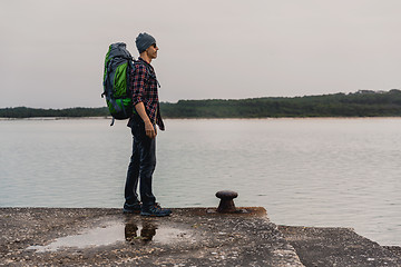 Image showing Man Traveling Backpack