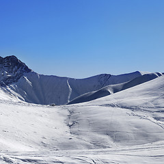 Image showing Off piste slope at nice sun morning