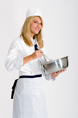 Image showing female chef with dish