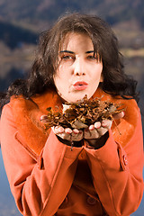 Image showing Young woman with autumn mood