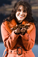 Image showing Young woman with autumn mood