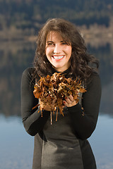 Image showing Young woman with autumn mood