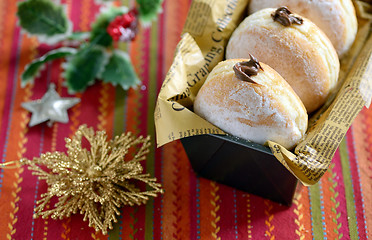 Image showing Christmas background with donuts