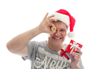 Image showing Crypto Christmas - Man with Bitcoin