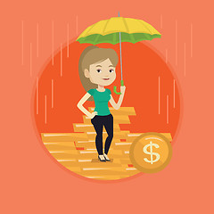 Image showing Business woman insurance agent with umbrella.