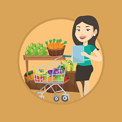 Image showing Woman with shopping list vector illustration.