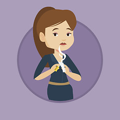 Image showing Young woman quitting smoking vector illustration.