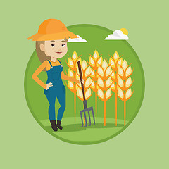 Image showing Farmer with pitchfork vector illustration.