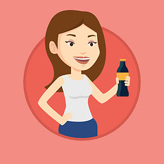 Image showing Young woman drinking soda vector illustration.