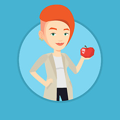 Image showing Young woman holding apple vector illustration.