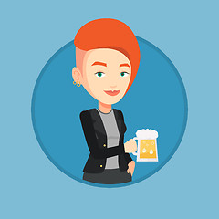 Image showing Woman drinking beer vector illustration.