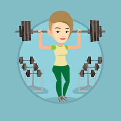 Image showing Woman lifting barbell vector illustration.