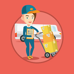 Image showing Delivery courier with cardboard boxes.